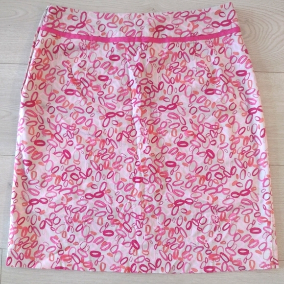 🆕CLEO COTTON Stretch Pink, Orange & White Pencil Midi w Ribbon & Side Zipper!! - Picture 1 of 2